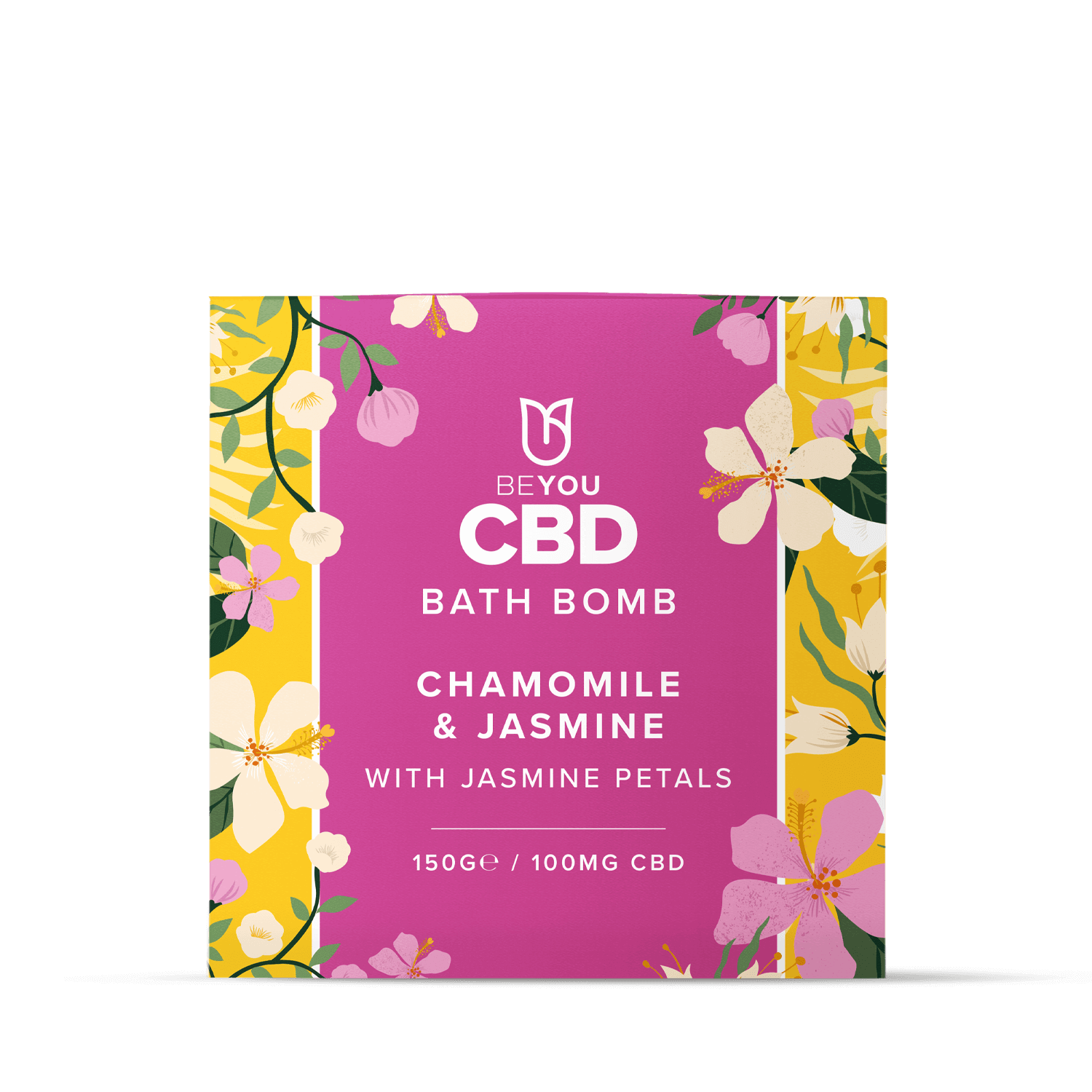 high strength CBD bath bomb with chamomile oil and jasmine oil combined with jasmine petals for sleep